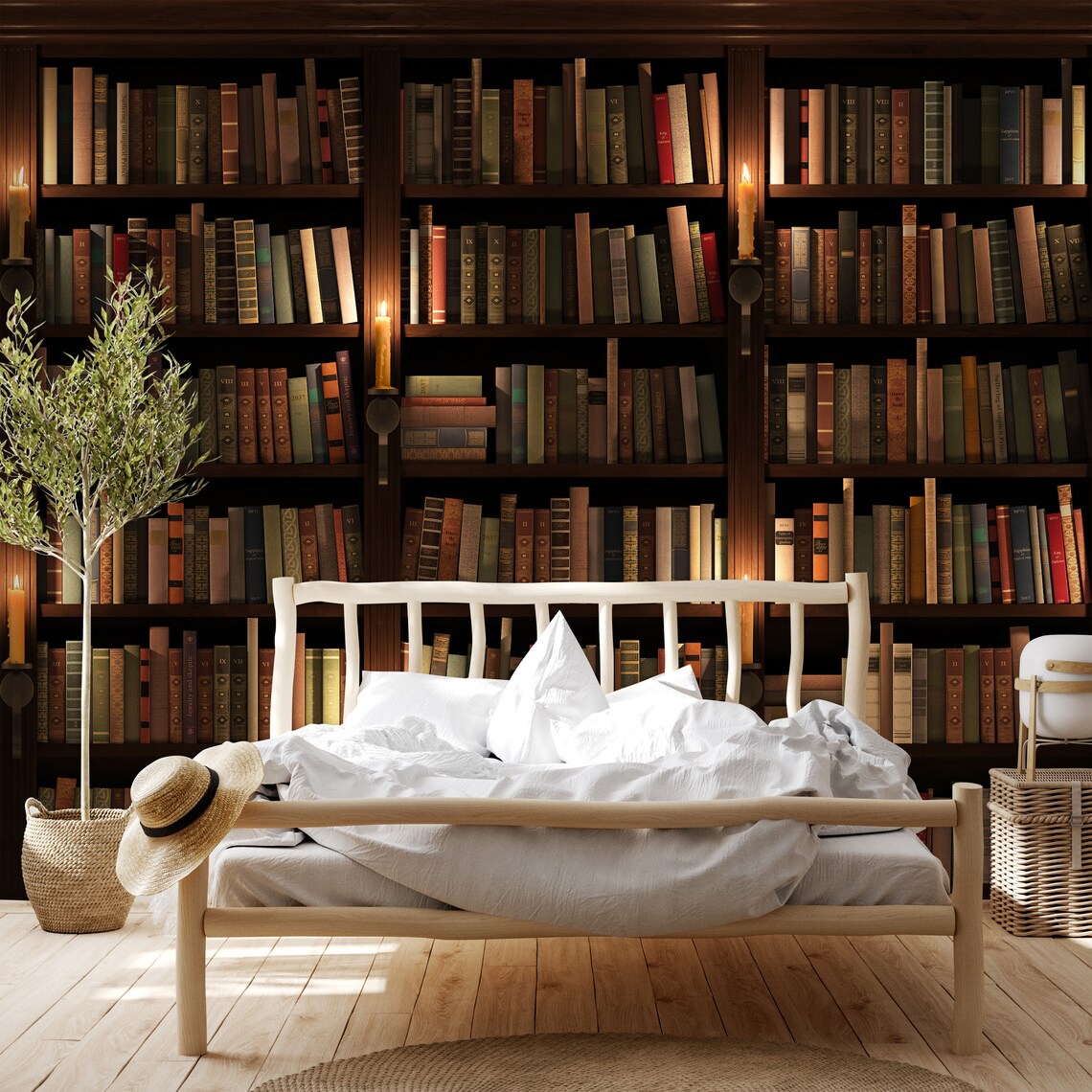 Bookshelf Wallpaper Bookcase Library Peel and Stick Texture - Etsy