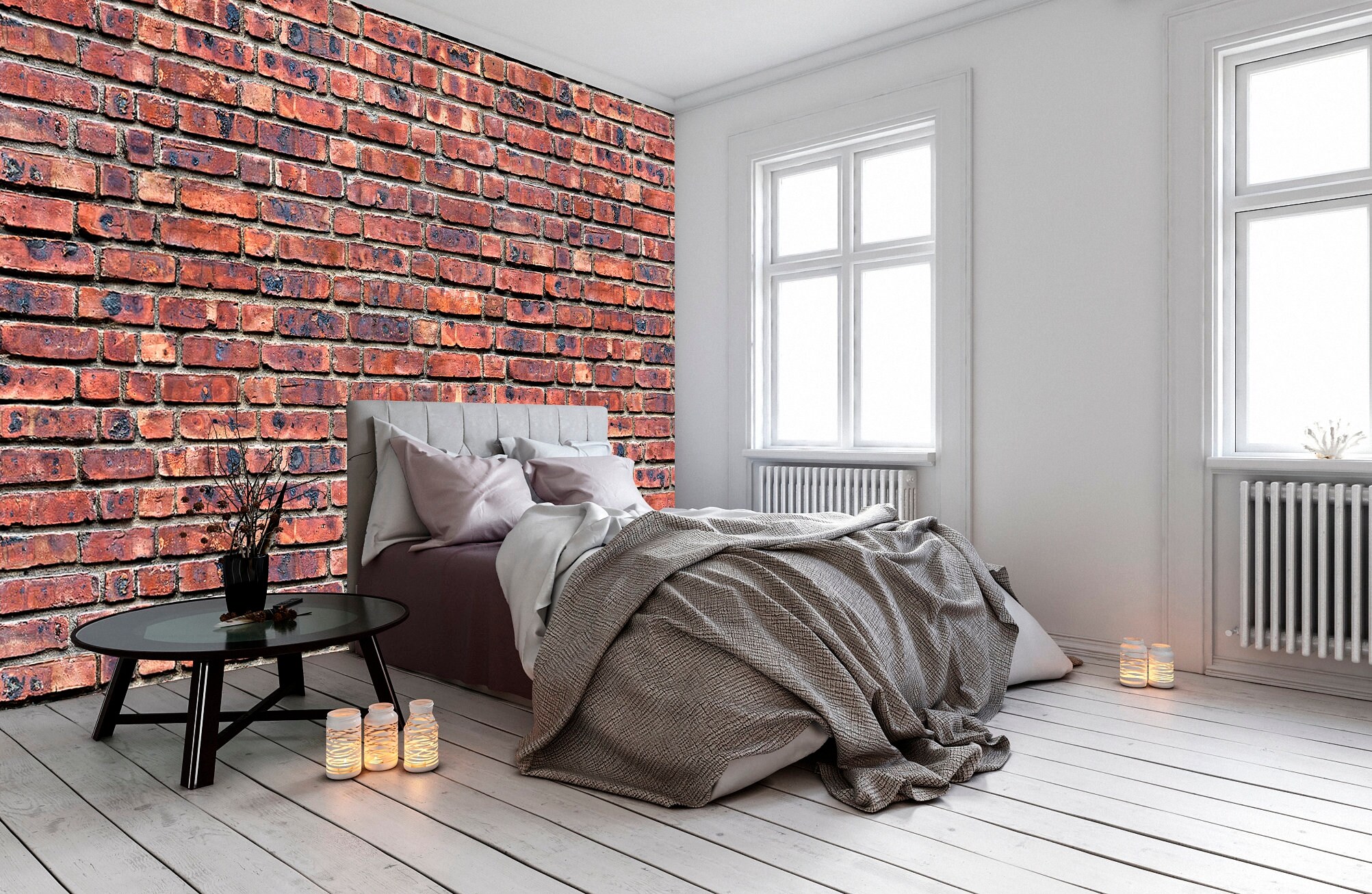 Red Brick Wallpaper Bedroom