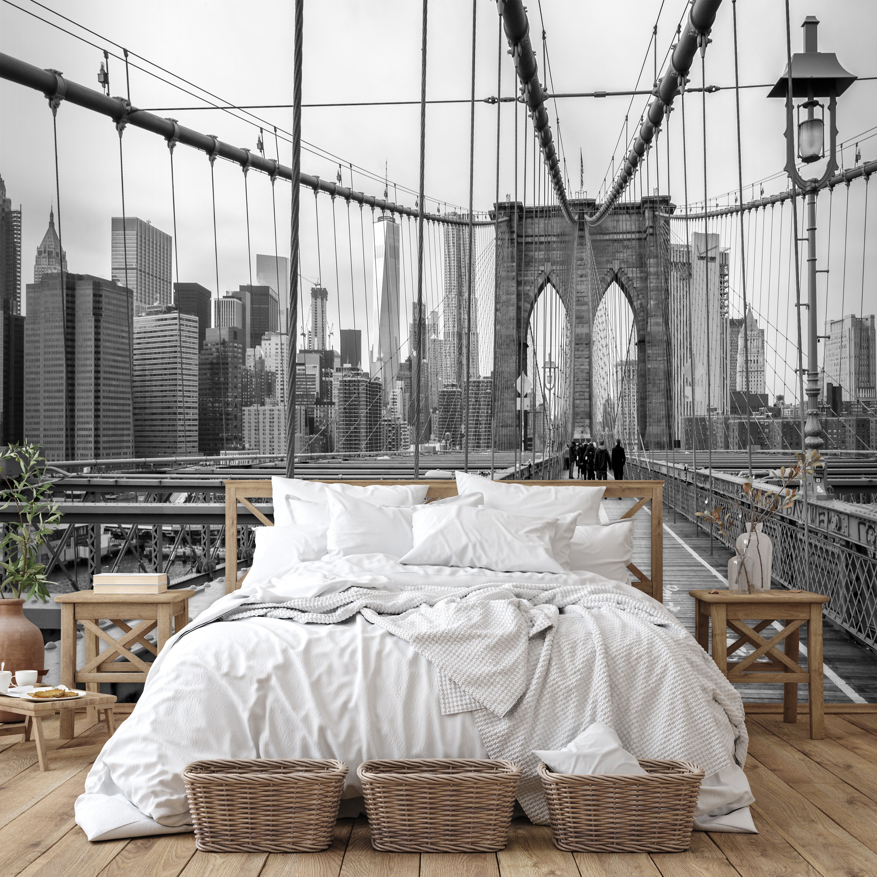 New York Wallpaper NYC 3d City Skyline Panorama Brooklyn Peel - Etsy