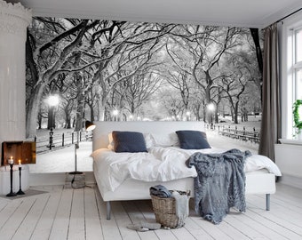 Winter Forest Wallpaper Birch Tree Wood Nature Self Adhesive Peel and Stick Wall Mural Wallpaper