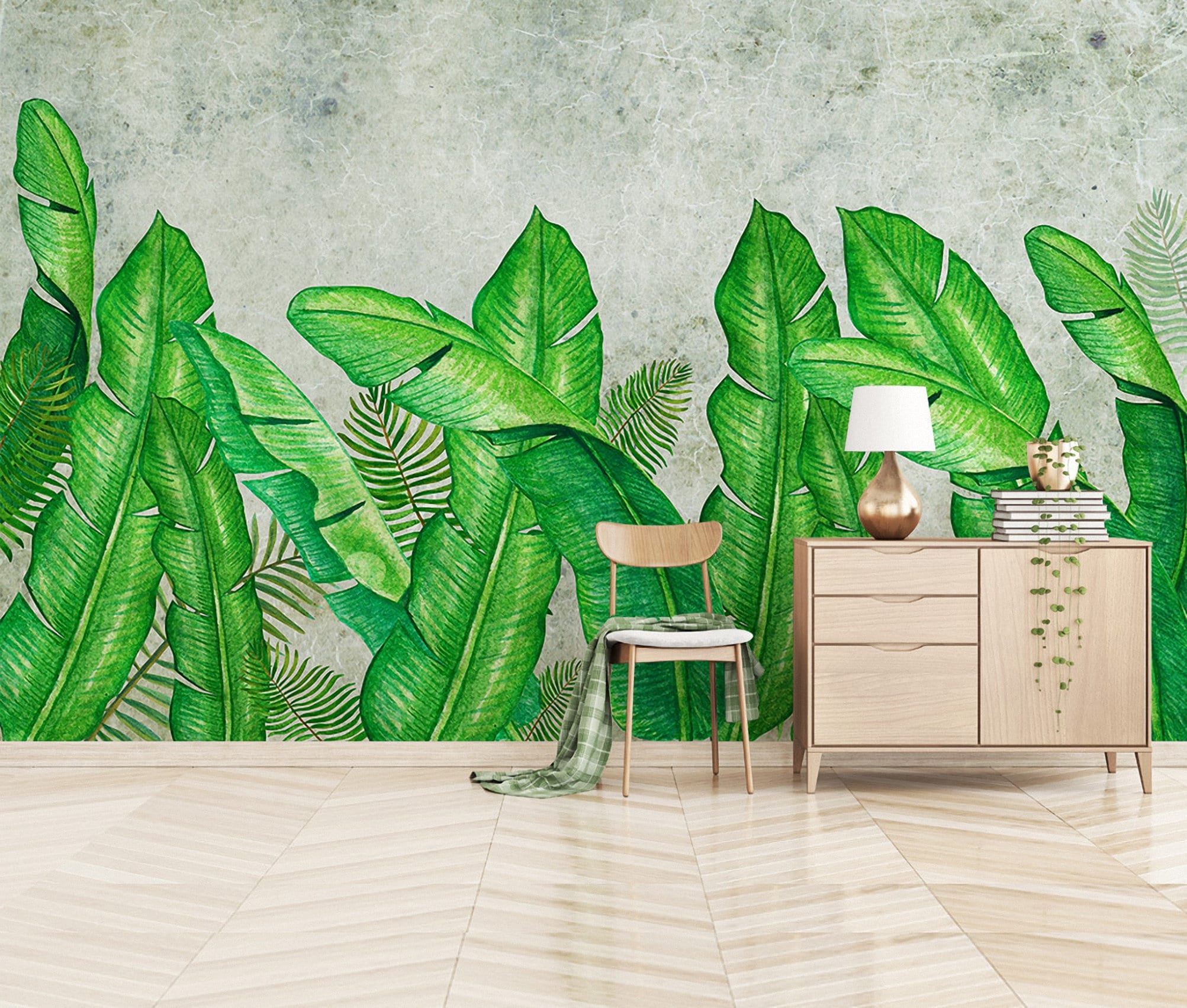 Banana Leaf Wallpaper Peel And Stick Tropical Plant Etsy