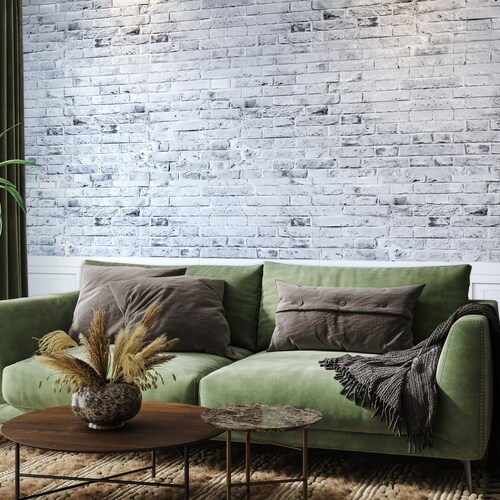 Peel and Stick Brick Wallpaper Vintage White Gray 3d Texture Etsy