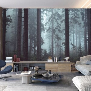 Foggy Forest Wallpaper Rainforest Trees Removable Non Woven Peel And Stick Self Adhesive Landscape Nature Wall Mural Papier Peint Fototapete