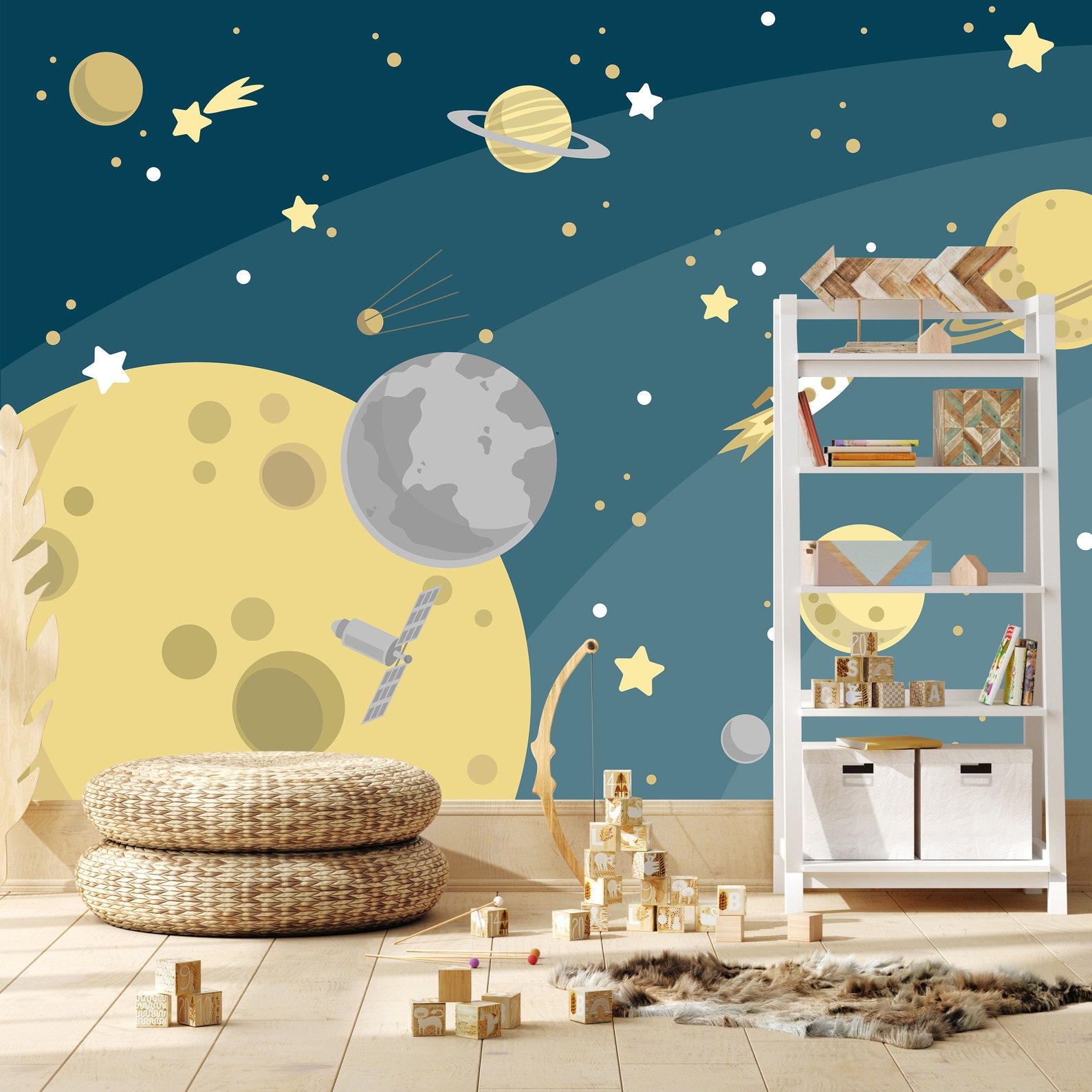 Kids Wallpaper Space Wall Mural Astronaut Wallpapers Self Etsy