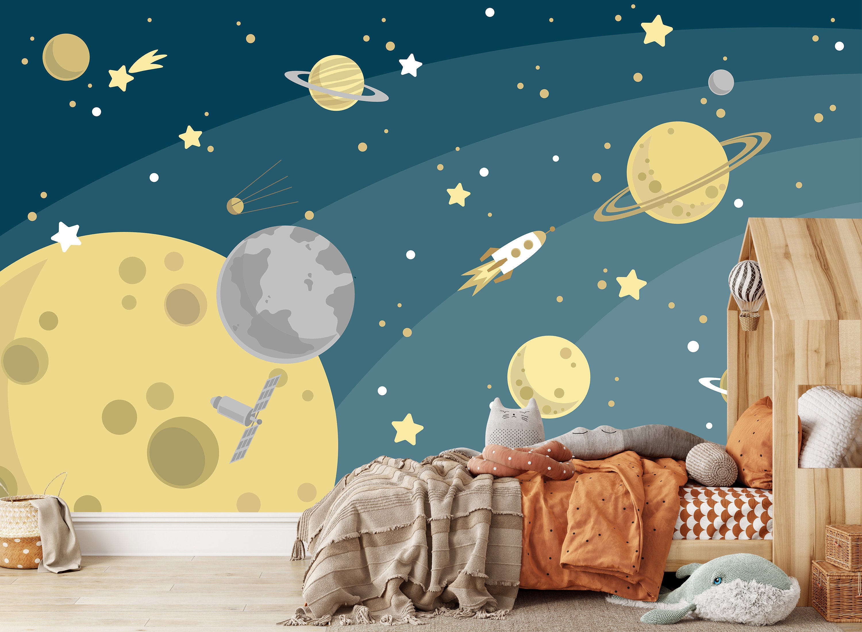 Kids Wallpaper Space Wall Mural Astronaut Wallpapers Self - Etsy UK