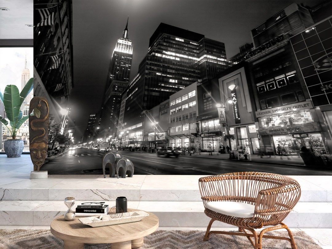 New York Wallpaper NYC 3d City Skyline Panorama Brooklyn Peel - Etsy