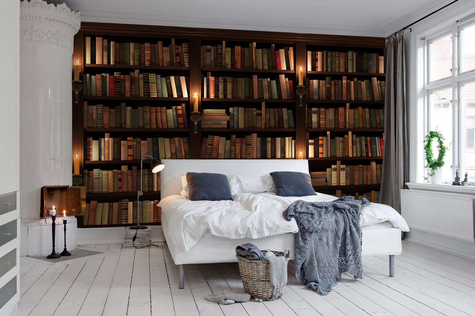 Bookshelf Wallpaper Bookcase Library Peel and Stick Texture - Etsy