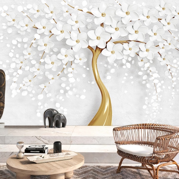 Floral Wallpaper Nature Flower Tree Removable Non Woven Peel And Stick Self Adhesive Landscape Wall Mural Fototapete
