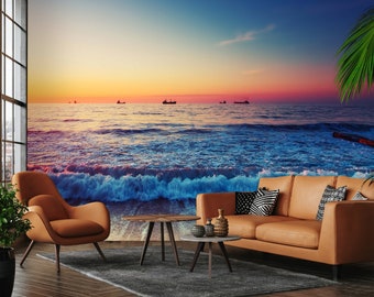 Sea Wallpaper Ocean Beach Sunset Nature Peel and Stick Self Adhesive Removable mural de pared carta da parati papier peint Wall Mural