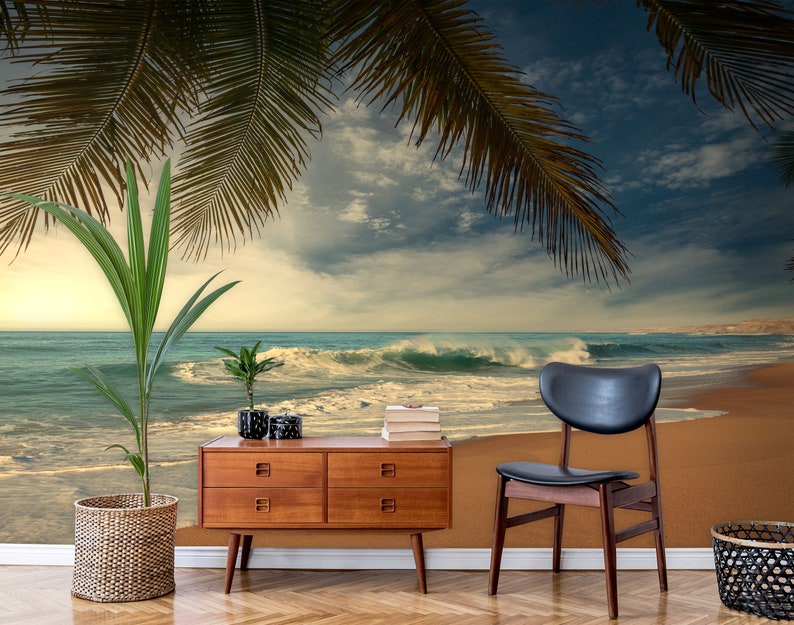 Sea Wallpaper Ocean Beach Sunset Nature Peel and Stick Self Adhesive Removable mural de pared carta da parati papier peint Wall Mural image 4