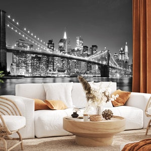 New York Wallpaper NYC 3d City Skyline Panorama Brooklyn Peel And Stick Wall Mural Bedroom Cafe Mural de Pared Fototapeten Tapete