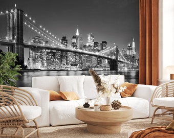 New York Wallpaper NYC 3d City Skyline Panorama Brooklyn Peel And Stick Wall Mural Bedroom Cafe Mural de Pared Fototapeten Tapete