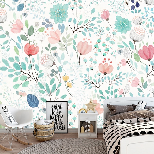 Pastel Floral Wallpaper - Etsy