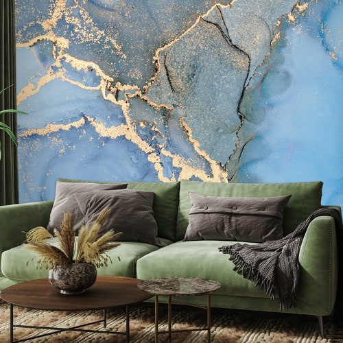 Marble Wallpaper Blue Gold Purple Dark Modern Peel and Stick - Etsy Marble Wallpaper Blue Gold Purple Dark Modern Peel and Stick - Etsy