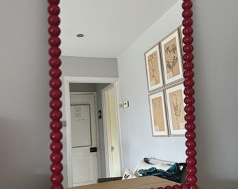 Handmade full round Bobbin Mirror, Handpainted Wood Frame, Various Sizes, Any size up to 100cm x 100cm
