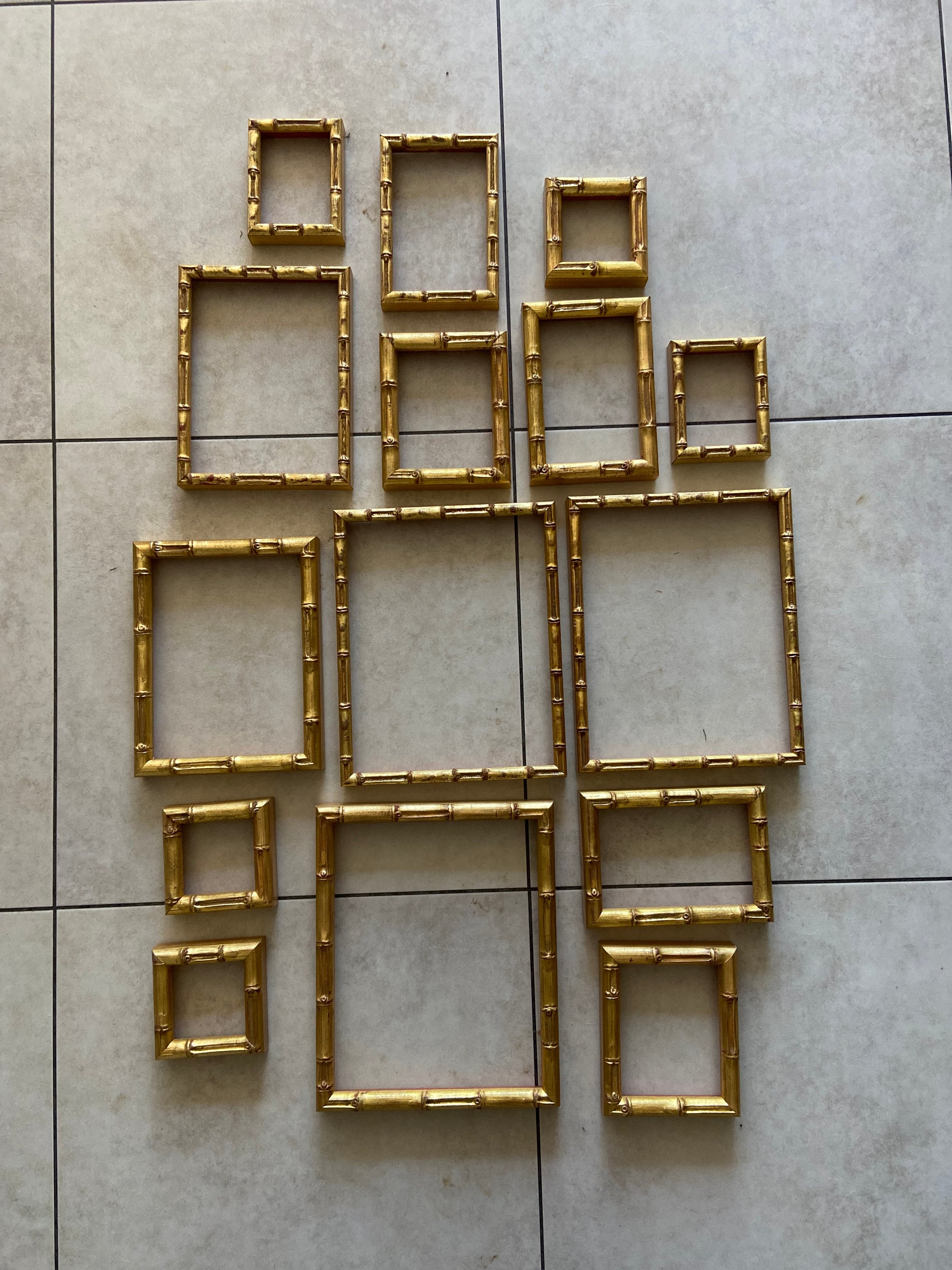 Gilt Faux Bamboo Joblot of 15 Picture Frames Gold Leaf