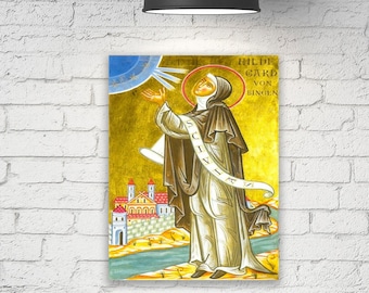 Icona cattolica di Santa Ildegarda su tela