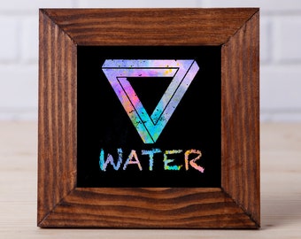 Water Element Symbol Mini Canvas 4"x4" (10cm x 10cm)