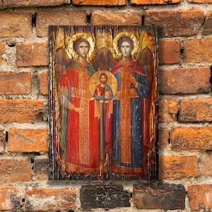 Archangel Raphael and Gabriel Greek Orthodox Icon, Angel Raphael  Gallery Wrapped Print on Canvas, Print Size: 7.8&quot; x 11.8&quot; (20cm x 30cm)