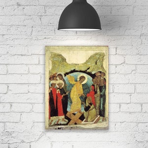 Harrowing of Hell by Andrei Rublev Сошествие во Ад Greek Orthodox Russian icon  Gallery Wrapped Print on Canvas