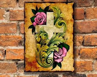 Easter Cross Flowers Wall Art Floral Easter Cross Gallery Wrapped Canvas Print Resurrection Cross Print Easter Cross Wall Decor Easter Print