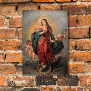 L'Immaculée Conception door Paul Rubens, Onbevlekte Ontvangenis, katholieke kunstafdruk 1628-1629, in galerie verpakte afdruk op canvas