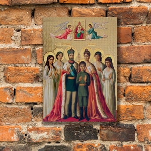 Tsar Nicholas II of Russia and Family - Канонизация царской семьи - Canonizzazione dei Romanov  Greek Orthodox Icon Gallery Wrapped Canvas