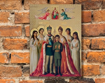 Orthodox Icon of Tsar Nicholas II and the Royal Martyrs Canvas, Romanov Gallery Wrapped Christian Wall Art, Russian Icon Gift