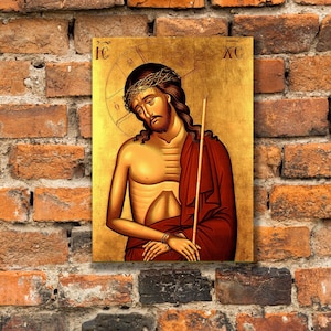 Jesus Christ the Bridegroom &quot;Nymfios&quot; Greek Byzantine Orthodox Christian icon, Gallery Wrapped Print on Canvas