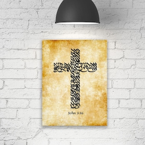 Jean 3:16, Pour Dieu a tant aimé le monde, verset de la Bible, calligraphie hébraïque, typographie, affiche d'art, verset de la Bible, mur, galerie d'art, toile tendue