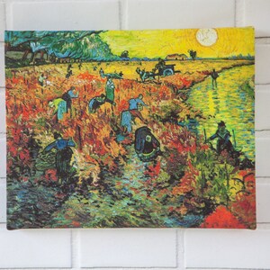 Vincent Van Gogh Red Vineyards at Arles 1888, Gallery Wrapped Print on Canvas, Print Size: 7.8&quot; x 9.8&quot; (20cm x 25cm)