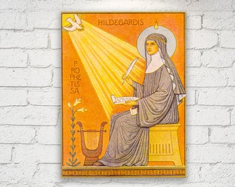 Santa Ildegarda - Santa Ildegarda - Ildegarda di Bingen - Sancta Hildegardis Galleria di icone cattoliche romane Stampa avvolta su tela