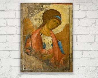 Orthodox Icon of Archangel Michael by Rublev Canvas, Gallery Wrapped Christian Wall Art, Guardian Angel Gift