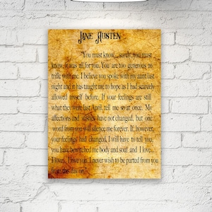 Prezent książkowy Jane Austen Pan Darcy Duma i uprzedzenie Sztuka książki, płótno w oprawie galeryjnej Rozmiar: 7,8" x 11,8" (20 cm x 30 cm)