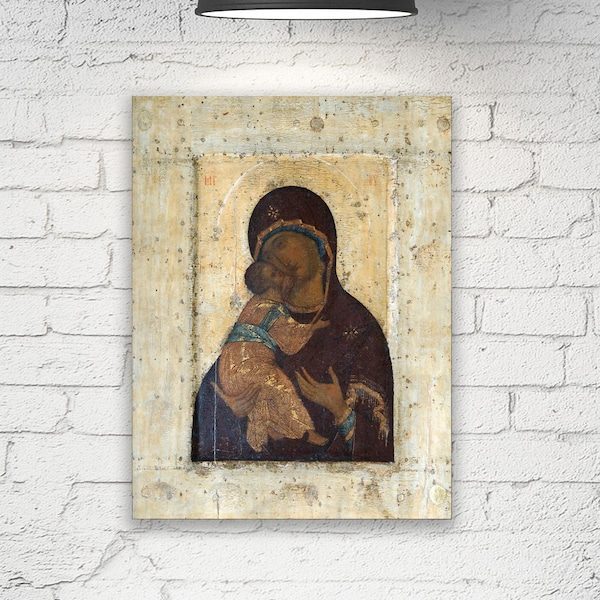 The Virgin of Vladimir by Andrei Rublev Богоматерь Владимирская Orthodox Russian icon  Gallery Wrapped Print on Canvas