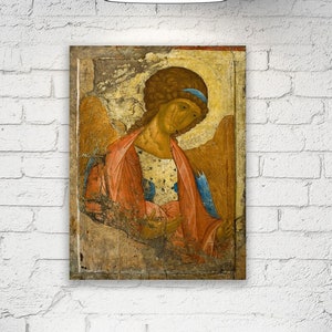 Archangel Michael Greek Orthodox Russian icon  by Andrei Rublev Gallery Wrapped Print on Canvas, Print Size: 7.8&quot; x 11.8&quot; (20cm x 30cm)