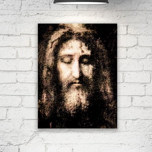 The Shroud of Turin Jesus Christ Face Canvas Print, Gallery Wrapped Print on Canvas, Print Size: 7.8" x 11.8" (20cm x 30cm)