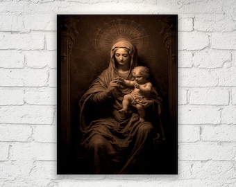 Madonna and Child  Perfect Gift– Catholic Art Print , Gallery Wrapped Print on Canvas