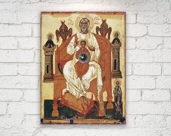 Icône de la Sainte Trinité par Rublev, toile tendue sur châssis, art mural chrétien, cadeau de Pâques orthodoxe catholique