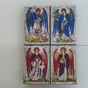 The Four Archangels Uriel, Gabriel, Raphael, and Michael Catholic  Gallery Wrapped Print on Canvas, Print Size: 7.8&quot; x 11.8&quot; (20cm x 30cm)