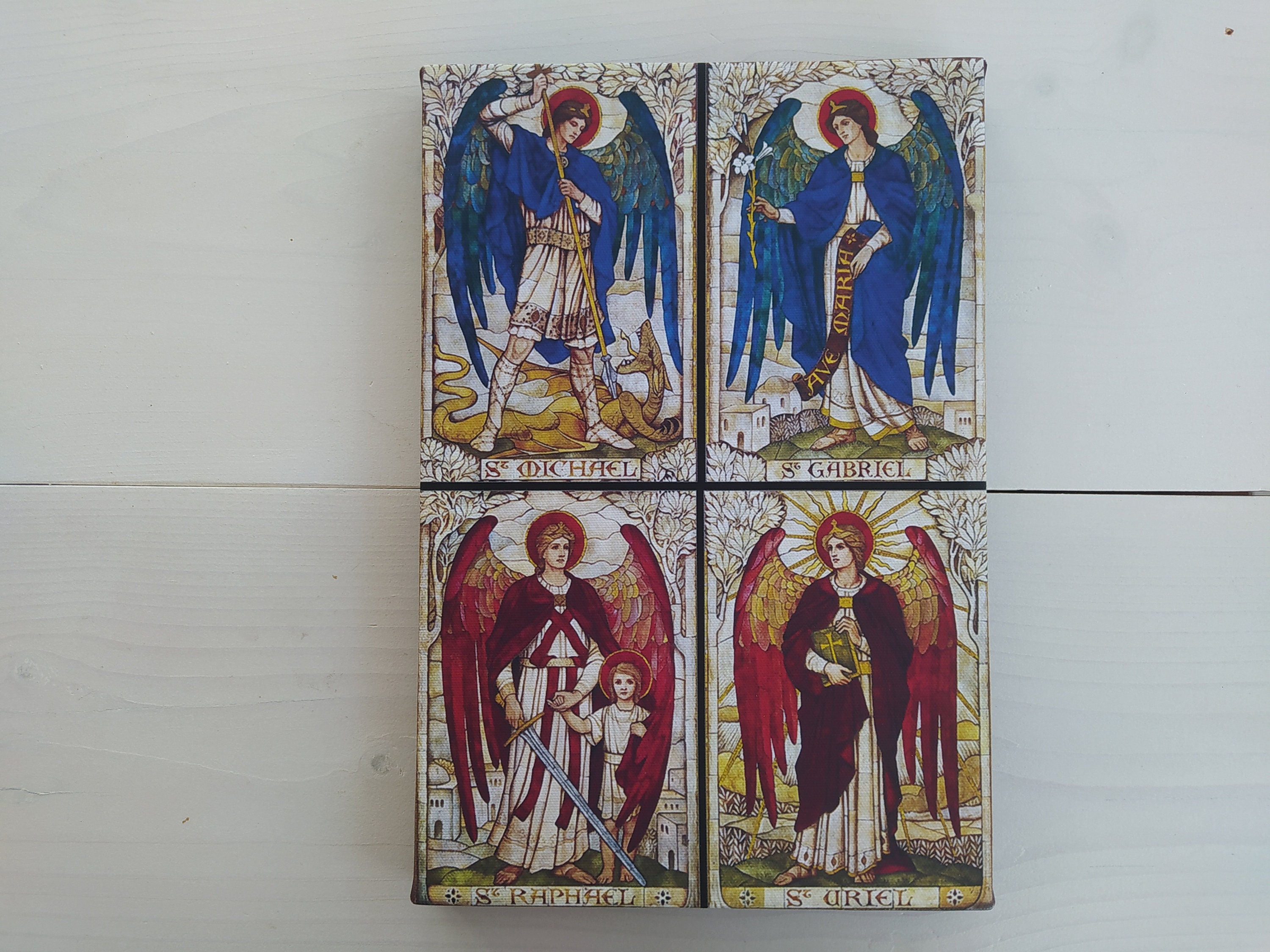 The Four Archangels Uriel, Gabriel, Raphael, and Michael Catholic  Gallery Wrapped Print on Canvas, Print Size: 7.8" x 11.8" (20cm x 30cm)