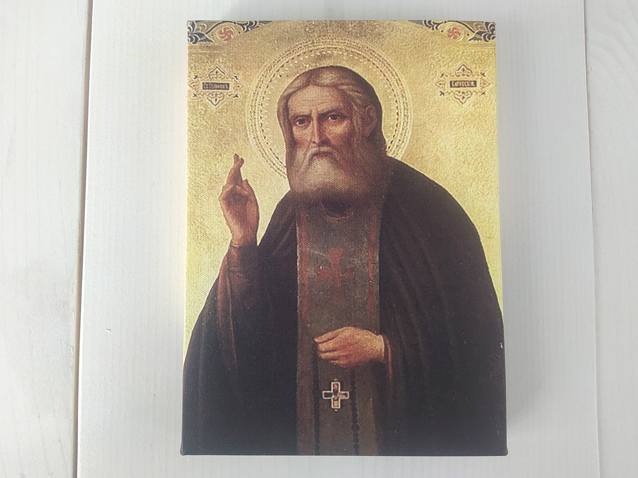 Iconographie Chrétienne Orthodoxe Artastate Icône de Saint Séraphin de Sarov en Bois 