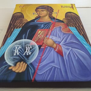 Archangel Raphael Greek Orthodox Icon, Angel Raphael  Gallery Wrapped Print on Canvas, Print Size: 7.8&quot; x 11.8&quot; (20cm x 30cm)