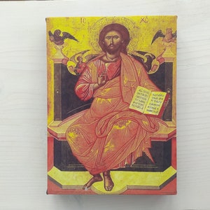 Orthodox Russian icon Jesus Christ Entroned Wrapped Print on Canvas, Print Size: 7.8&quot; x 11.8&quot; (20cm x 30cm)