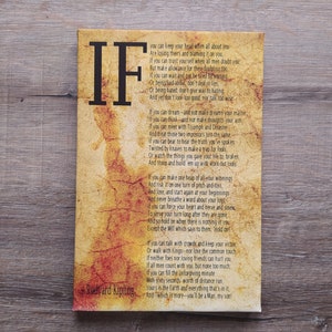 IF Poem Art Print IF Poem autorstwa Rudyarda Kiplinga Sztuka ścienna Jeśli potrafisz, wydruk na płótnie w oprawie galeryjnej, wymiary wydruku: 7,8" x 11,8" (20 cm x 30 cm)