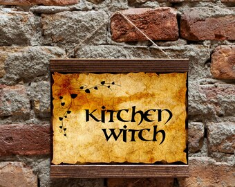 Keuken Heks ATC Altar Art Home Decor Pagan Witch Mythologie Godin Kunst, Hout ingelijst canvas print