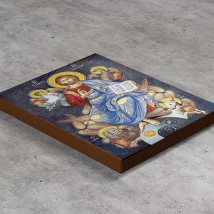 Christ Enthroned Greek Orthodox Icon Christian Religion Gallery Wrapped Print on Canvas