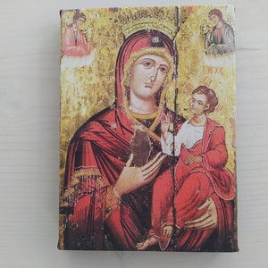 Russisch-Orthodoxe Ikone der Jungfrau Maria von Goumenissa Ikone, eingewickelter Druck auf Leinwand, Druck-Größe: 20cm x 30cm