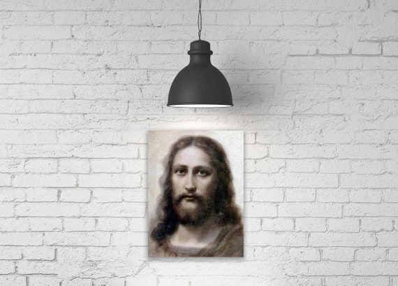 Real Face Of Jesus Christ based on the Shroud Of Turin Picture Christian Catholic Religion,  Gallery Wrapped Canvas Print