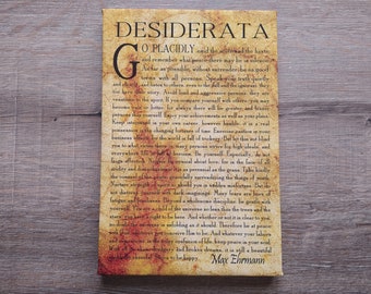 Desiderata Poem By Max Ehrmann Wood, Gallery Wrapped Print on Canvas, Print Size: 7.8&quot; x 11.8&quot; (20cm x 30cm)